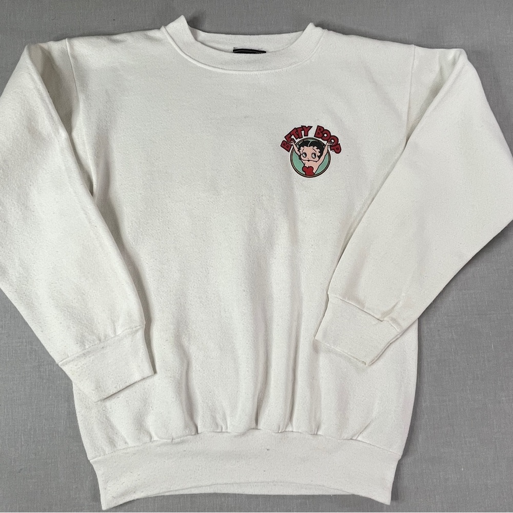 Vintage 1993 Betty Boop Inkwell Sweatshirt White Unisex M USA Made Ralph Marlin